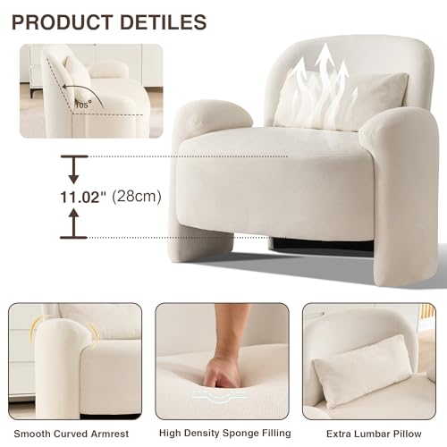 Image of LOULENS Comfy Accent Chair Set of 2, Modern Linen Fabric Lounge Armchair for Living Room, Upholstered Comfy Mid-Century Reading Chair Sofa Chair for Bedroom, Waiting Room, Corner, Office, Beige