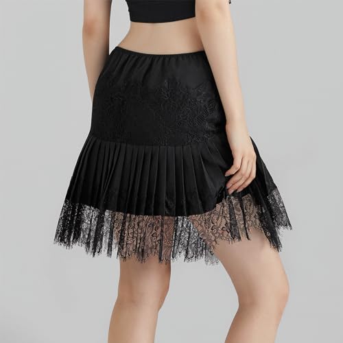 Women's Lace Mini Skirt High Waist Pleated Skirts Y2k Summer Casual Tasseled Short Skirts Streetwear4