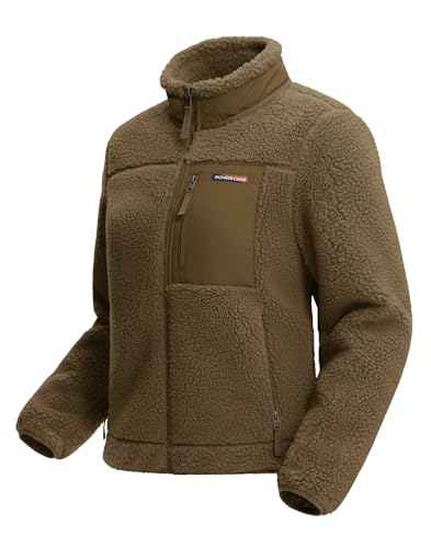 Pioneer Camp Damen Fleecejacke Winter 550g Extra Warm, Winddicht, Stehkragen - Für Skifahren, Wandern, Klettern (Outdoor) - Ohne Kapuze(Autumn Maple;S)