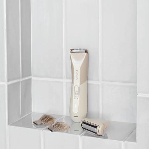 Image of MANSCAPED The Lawn Mower 5.0 Ultra Groin & Body Hair Trimmer - Dual-Head SkinSafe Trimmer & Foil Blades, Waterproof Groomer, USB-C Rechargeable with Travel Case, Men's Ball Shaver, Desert Sand