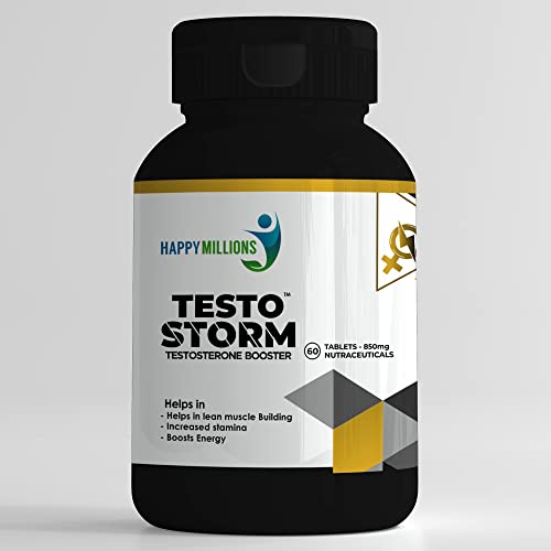 Happy Millions Testostorm 850 mg | Pack of 1 (1 x 60 Tablets) | Testosterone Supplement Happy Millions Testostorm 850 mg | Pack of 1 (1 x 60 Tablets) | Testosterone Supplement