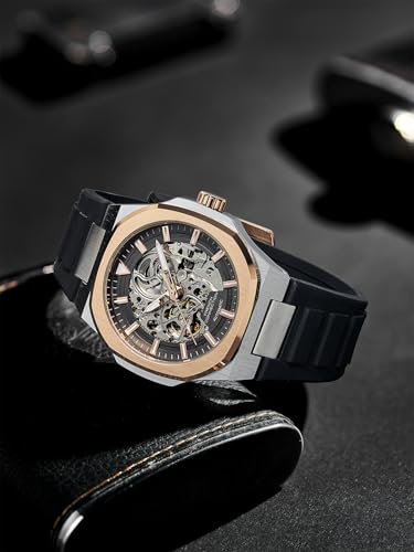 Image of French Connection Autaros Skeleton Dial Silicone Automatic Watch for Men - FCA31RTB