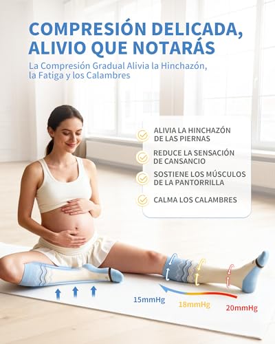 CAMBIVO Medias de Compresión Mujer, Calcetines Compresion 15-20 mmHg, Compression Socks de Moda, Calcetines Altos para Running, Yoga, Viaje, Senderismo, Embarazo, Trabajo, Enfermera, Uso Diario - imagen 3