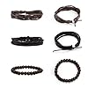MILAKOO 6 pièces bracelets en cuir tressé marron pour hommes femmes bracelets de manchette #1