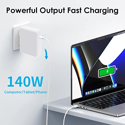 Image of 140W Mac Book Pro Charger, Fast Charger Power Adapter for Mac Book Air /Pro with 6FT C to C Cable Compatible with MacBook Pro /Air 16 /15 /14 /13Inch /M1 /M2 /M3 /M4 /M5 /iPad Pro 2026 /2025 /2024 and USB C Device