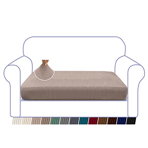 Granbest High Stretch Sofa Seat Cushion Cover Super Soft Couch Seat Cover Sofa Cushion Protector Jacquard Spandex Fabric with Elastic Bottom(2 Seater,Sand)