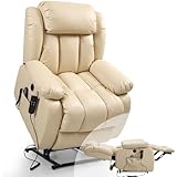 DUANDUAN Sillón Relax eléctrico con 2 Motores y Ajuste Continuo, función de reclinación de 180°, función de Cama, función de Masaje, Ayuda para levantarse, vibración y calefacción (Beige)