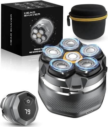 Head Shaver for Bald Men, 10,000 RPM High-Speed Electric Razor, Innovative 6D Magnetic Floating Heads, IPX8 Waterproof Wet/Dry Shaving Kit with LED Display & EVA Travel Case