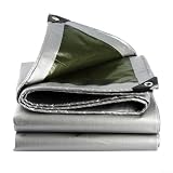 Telone argentato in polietilene resistente, 16 mm, impermeabile, resistente ai raggi UV, con occhielli antiruggine, per tetto, barca, piscina, giardino, cantiere (2 x 2,5 cm)