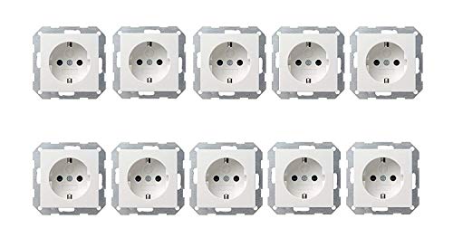 10x GIRA (045327) Steckdose Reinweiß MATT mit integriertem erhöhten Berührungsschutz