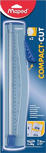 Maped - Material de Oficina - Compact Cut A4 - Guillotina de Papel para Cortes Rectos - Base Antideslizante - 2 Hojas de Corte - Incluye Regleta en cm y Pulgadas