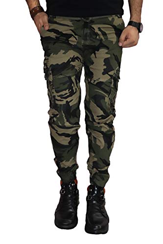 Image of Urban Legends 6 Pocket Relaxed and Regular Fit Cotton Cargo Jogger Pants for Men (Green,40)