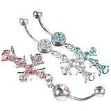DIKACA Anillos de Ombligo Gemas de Imitación 3 Piezas, Piercings en Aleación Colgante de Cruz, Colores, Lago, Joyería para Mujer en Fiestas y Playa
