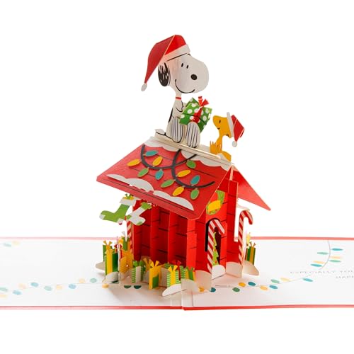 Hallmark Carte de Noël, Snoopy & Woodstock, carte pop-up 3D, Peanuts Comics Rouge