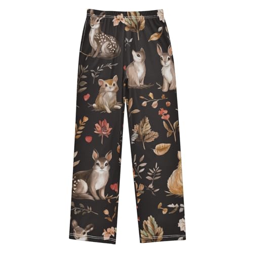 ZZXXB Bunny Deer Flowers Boys Long Pants Soft Trousers Elastic Waist Kids Lounge Bottoms with Pockets S-XL