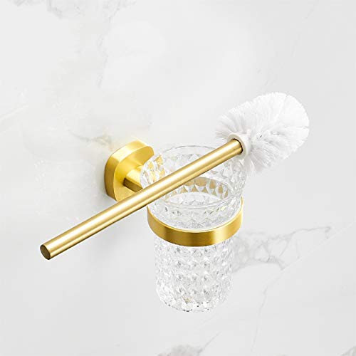 ZPEE Toilet Brush Brushed Golden Toilet Bowl Brush Long Handle Toilet Brush Wall-Mounted Soft Hair All-Round Cleaning Toilet Toilet Brush Toilet Bathroom Toilet Brush