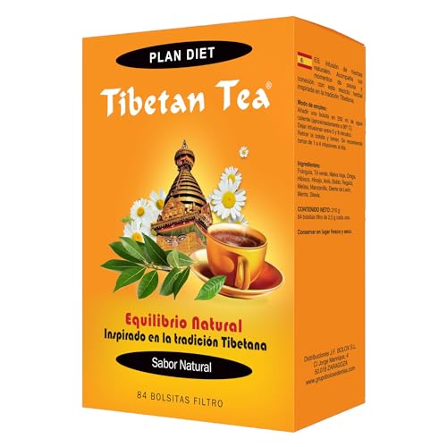 Tibetan Tea Sabor Natural Infusión de Hierbas - 84 bolsitas. Té Verde Tibetano, Hibisco, Hinojo, Anís, Boldo, Regaliz, Melisa, Manzanilla, diente de león, Menta.
