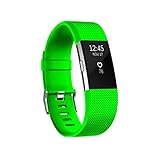 Freshday Fitbit Charge 2 Replacement Elastomer Bands,Small Large Size TPU Soft Silicone Adjustable Replacement Sport Strap Band for Fitbit Charge 2 (green, Large( 6.7