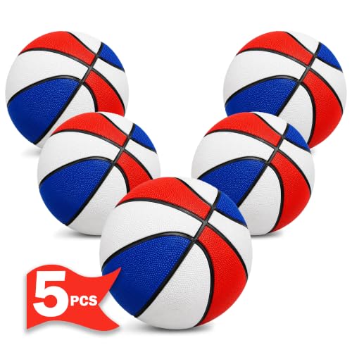 Botabee Indoor Basketball - Mini Basketball Set of 5 - Durable Anti-Slip Grip 7 Mini Basket Balls for Indoor Outdoor Play - Inflatable Toys for Pop Arcade - Soft Bouncy Sports Rubber Playing Ball