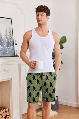 Image of Ekouaer Men's Pajama Shorts Soft Sleepwear Bottoms Elastic Waistband Loungewear Breathable Men Shorts with Pockets
