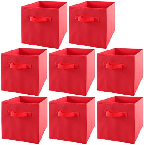Amazon Basics Foldable Storage Cubes, 6-Pack, Red, 26.6 x 26.6 x 27.9 ...