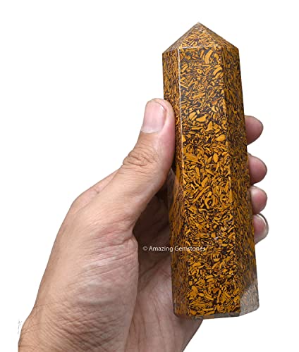 Image of Amazing Gemstone Large Mariyam Jasper Calligraphy Jasper Crystal Towers ~ Natural Healing Crystal Point Obelisk for Reiki Healing and Crystal Grid (5.5 to 6 INCH)
