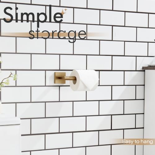 Image of KOKOSIRI Toilet Paper Holder Champagne Bronze Toilet Roll Holder Hold Mega Rolls Kitchen Bathroom Tissue Paper Dispenser Stainless Steel, B2005CPG