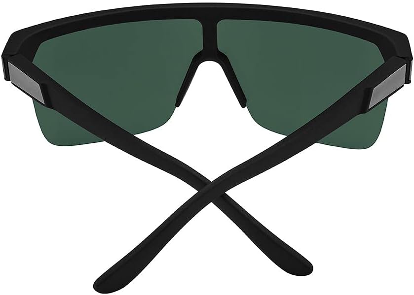 Spy Optic Flynn 50/50, Semi-rimless Shield Sunglasses, Color and Contrast Enhancing Lenses, Soft Matte Black - HD Plus Gray Green with Silver Spectra Mirror Polarize Lenses