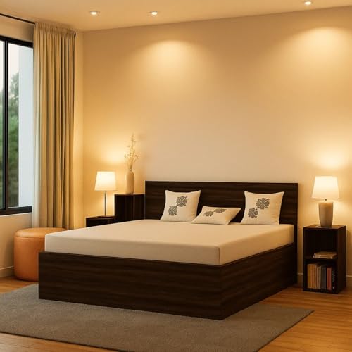 The MM Furniture store Hunter Queen Size Bed with Box Storage 60x78 | Engineered Wood, walnut