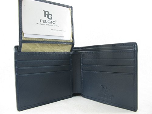 Image of Pelgio Genuine Crocodile Alligator Backbone Skin Leather Bifold Wallet ([B1] 6 Card Slots + 2 ID Windows + 2 Compartment for Bills, Cobalt Blue)