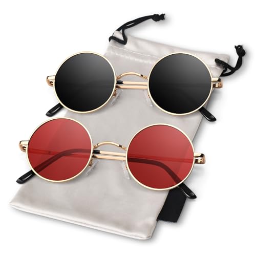 Sunier Round Sunglasses Men Womens Shades Polarized Retro Circle UV400 Sun Glasses