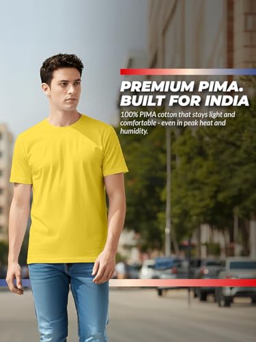 Image of 100% PIMA Cotton T Shirt for Man | Premium Men T-Shirts Regular Fit | Half Sleeve Round Neck Cotton Tshirt for Man | Mens Tees Made for Indian Climate | Available in 10 Colours