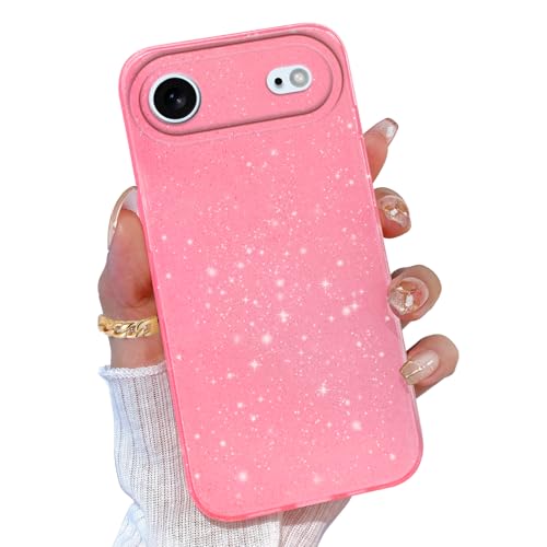 Coque iPhone 17 Air fine rose pailletée protection souple mignonne