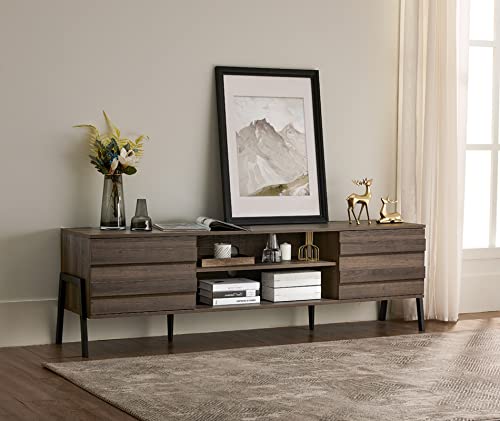 Wampat Mid-Century Modern Tv Stand For Tvs Up To 75 Inch Flat Screen Wood Tv Console Media Cabinet With Storage, Home Entertainment Center In Brown For Living Room Bedroom, 70 Inch #TOP2