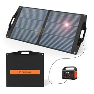 FlexSolar [Upgraded] 100 Watt Portable Solar Panel for Power Station, Foldable Power Emergency Chargers Monocrystalline Panels with Kickstand for Camping Hiking Off-Grid Living