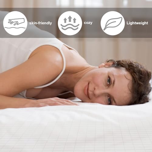 Image of 76 x 80 Inch Grounding Sheet with Nature Cotton 5% Silver Fiber Conductive Grounding Sheets for Healthy Sleep (King), White