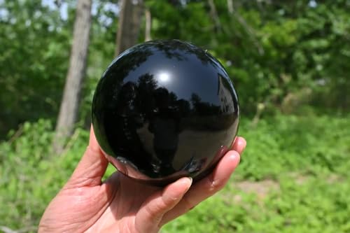 Sphère d'obsidienne noire naturelle 7-8cm, objet de décoration d'exception - 6