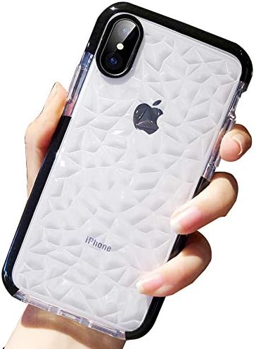 SUBESKING Compatible iPhone Xs Max Case,Crystal Clear Slim Diamond Pattern Soft TPU Anti-Scratch Shockproof Protective Phone Cover for Women Girls(Black)