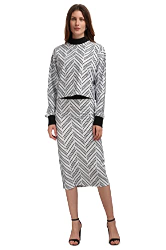 Image of PURVAJA Women's Midi Dress (Maxi-018-Dotted Line-M White M)