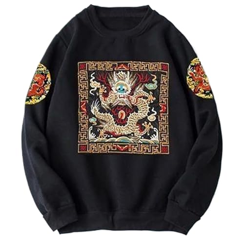 Pull rétro style chinois WOLONG sweat-shirt col rond confortable homme