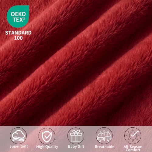 Image of Pro Goleem Fleece Baby Blanket with 2 Inch Satin Trim Soft Anti-Static Plush Blanket for Boys and Girls Christmas Baby Gifts for Babies 30''x40''，Red