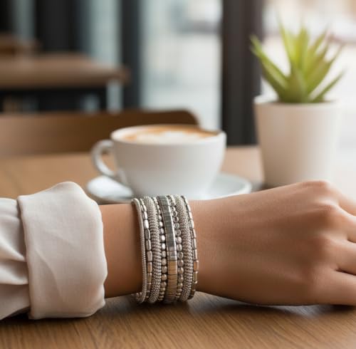 Image of Touchstone Indian Colorful Bead Bracelet Bollywood Beaten Metal Beads Openable Broad Cuff Bracelet in Gold or White Tone for Women.