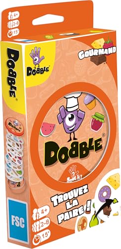 Dobble Asmodee GOURMANDISE - Jeu de Cartes pour Enfants dès 4 Ans - Jeu de Société de Rapidité - Trouvez la Paire - Boite Métal pour Voyage - 2 à 8...