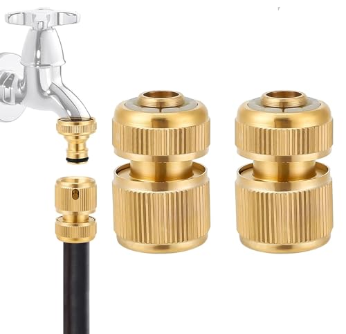 Sylken 2 PCS Brass Hose Connectors Garden Hose Connector, 1/2 Inch Quick Connect Garden Hose Fittings, Gardening 1/2 inch Pipe Quick Connector