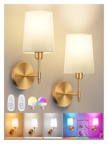 Aplique de pared para dormitorio y sala de estar con luz regulable sin cables dorada 3