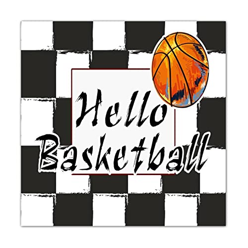 Panneau en bois Hello Basketball 40cm pour décoration de porte