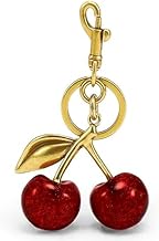 Metal Glitter Cherry Bag Charm with Key Ring – Red Cherry Keychain for Handbags, Purse, Car Keys & Backpacks | Stylish Bag Charm for Women & Girls