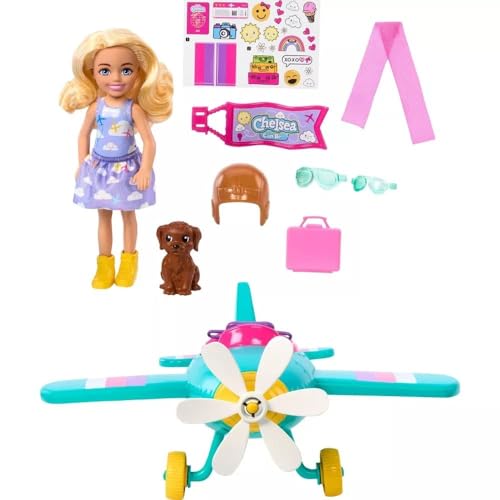 Barbie, Conjunto de Brinquedo, Chelsea Piloto de Avião com Aeronave de 2 Lugares e 7 Acessórios, Inc
