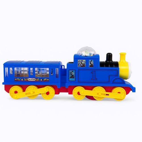 Image of K D Musical Flash Train Toy with 3D Lights - Bump & Go Action | Battery Operated Toy for Kids with Music, Colourful Lights, and Auto Movement | Durable & Safe (Blue)