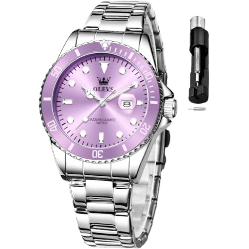 Image of OLEVS Womens Watch Classic Dress Number Female Watches for Ladies Analog Quartz Stainless Steel Waterproof Luminous Day Date Two Tone Easy to Read Wristwatch